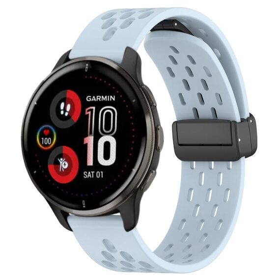 Per cinturino in silicone con chiusura magnetica pieghevole Garmin Venu 2 Plus da 20 mm (azzurro)