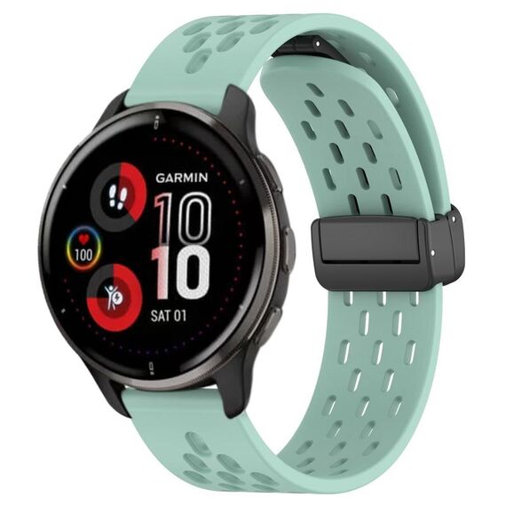 Per cinturino in silicone con chiusura magnetica pieghevole Garmin Venu 2 Plus da 20 mm (verde acqua)
