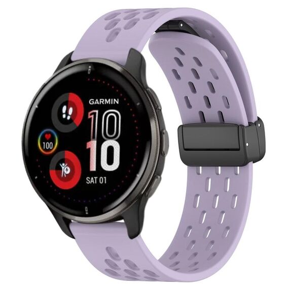 Per cinturino in silicone con chiusura magnetica pieghevole Garmin Venu 2 Plus da 20 mm (viola)