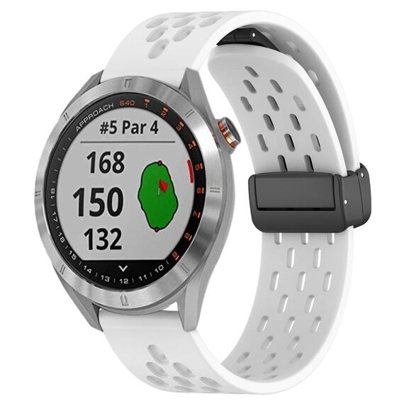 Per cinturino in silicone con chiusura magnetica pieghevole Garmin Approach S40 da 20 mm (bianco)