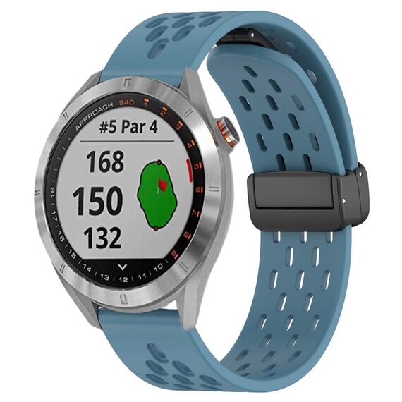 Per cinturino in silicone con chiusura magnetica pieghevole Garmin Approach S40 da 20 mm (blu)