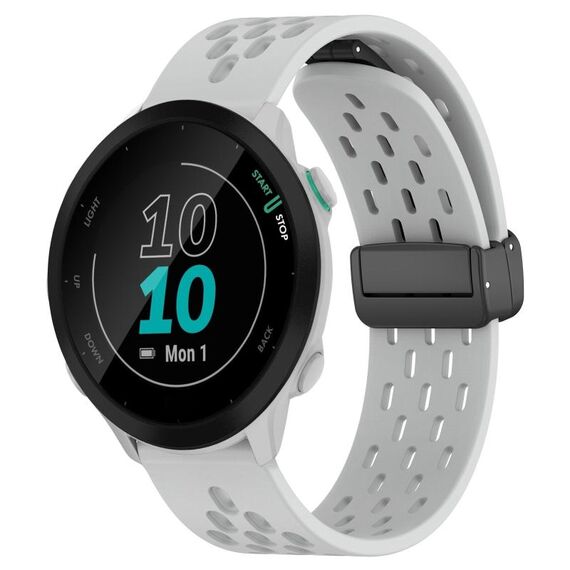 Per cinturino in silicone con chiusura magnetica pieghevole Garmin Forerunner 55 da 20 mm (grigio chiaro)