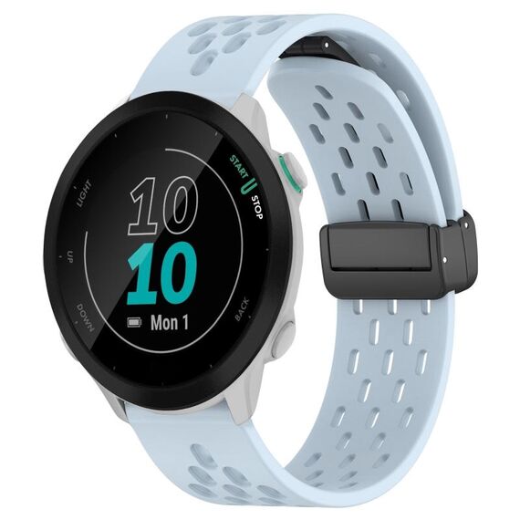 Per cinturino in silicone con chiusura magnetica pieghevole Garmin Forerunner 55 da 20 mm (azzurro)