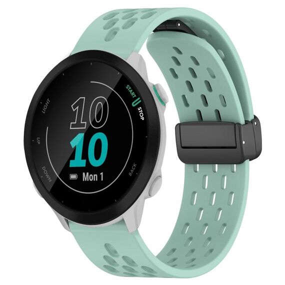 Per cinturino in silicone con chiusura magnetica pieghevole Garmin Forerunner 55 da 20 mm (verde acqua)