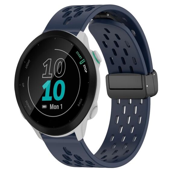 Per cinturino in silicone con chiusura magnetica pieghevole Garmin Forerunner 55 da 20 mm (blu notte)