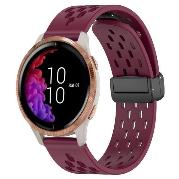 Per cinturino in silicone con chiusura magnetica pieghevole Garmin Venu da 20 mm (vino rosso)