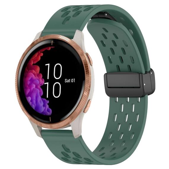 Per cinturino in silicone con chiusura magnetica pieghevole Garmin Venu da 20 mm (verde scuro)
