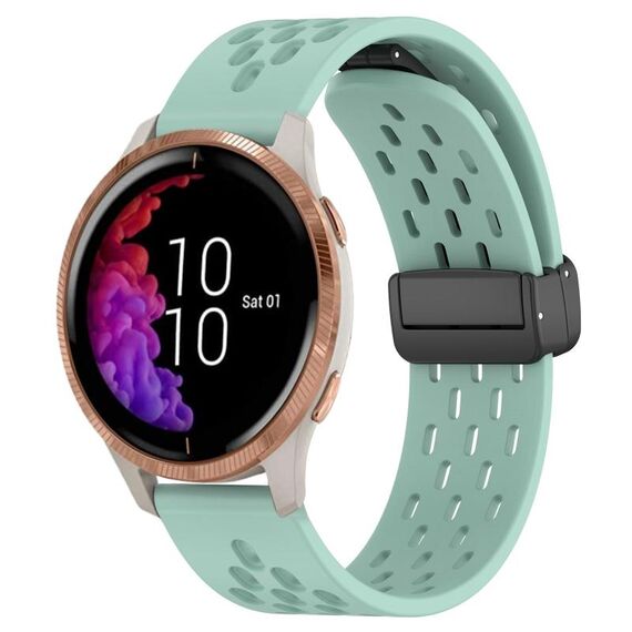 Per cinturino in silicone con chiusura magnetica pieghevole Garmin Venu da 20 mm (verde acqua)