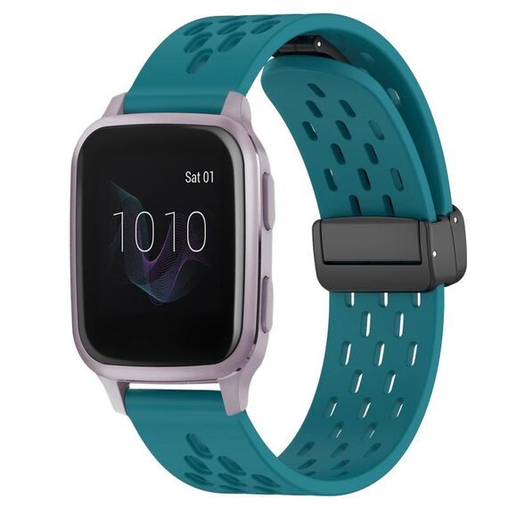 Per cinturino in silicone con chiusura magnetica pieghevole Garmin Venu SQ da 20 mm (verde nascosto)