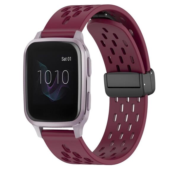 Per cinturino in silicone con chiusura magnetica pieghevole Garmin Venu SQ da 20 mm (vino rosso)
