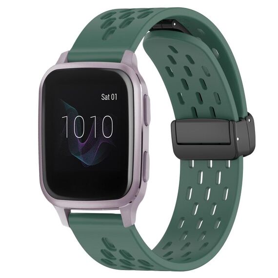 Per cinturino in silicone con chiusura magnetica pieghevole Garmin Venu SQ da 20 mm (verde scuro)