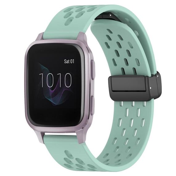 Per cinturino in silicone con chiusura magnetica pieghevole Garmin Venu SQ da 20 mm (verde acqua)
