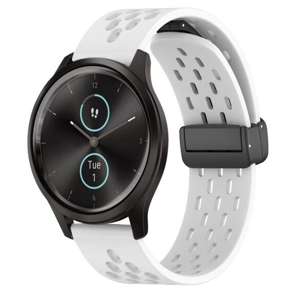 Per cinturino in silicone con chiusura magnetica pieghevole Garmin VivoMove Style da 20 mm (bianco)