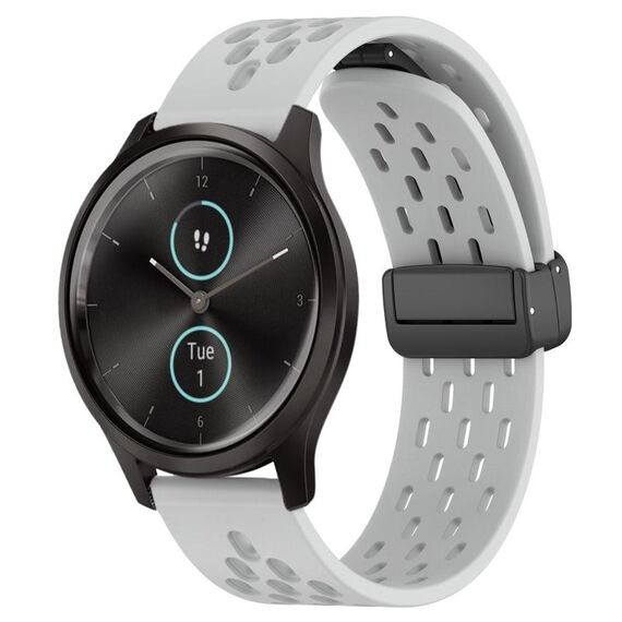 Per cinturino in silicone con chiusura magnetica pieghevole Garmin VivoMove Style da 20 mm (grigio chiaro)