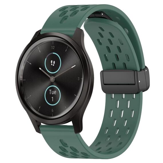 Per cinturino in silicone con chiusura magnetica pieghevole Garmin VivoMove Style da 20 mm (verde scuro)