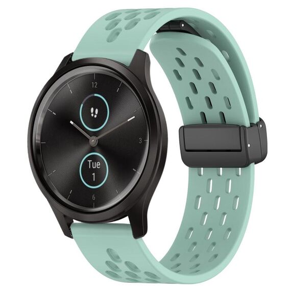 Per cinturino in silicone con chiusura magnetica pieghevole Garmin VivoMove Style da 20 mm (verde acqua)
