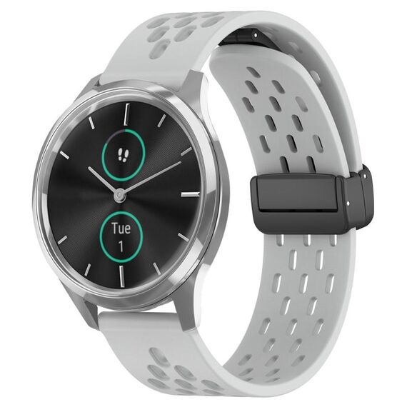 Per cinturino in silicone con chiusura magnetica pieghevole Garmin VivoMove Luxe da 20 mm (grigio chiaro)