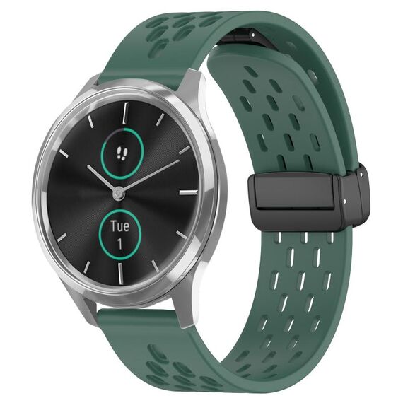 Per cinturino in silicone con chiusura magnetica pieghevole Garmin VivoMove Luxe da 20 mm (verde scuro)