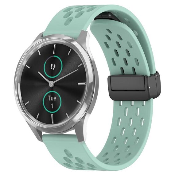Per cinturino in silicone con chiusura magnetica pieghevole Garmin VivoMove Luxe da 20 mm (verde acqua)