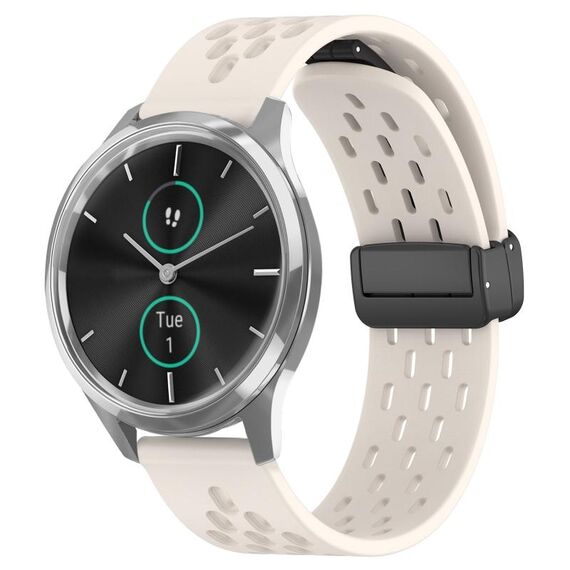 Per cinturino in silicone con chiusura magnetica pieghevole Garmin VivoMove Luxe da 20 mm (colore Starlight)