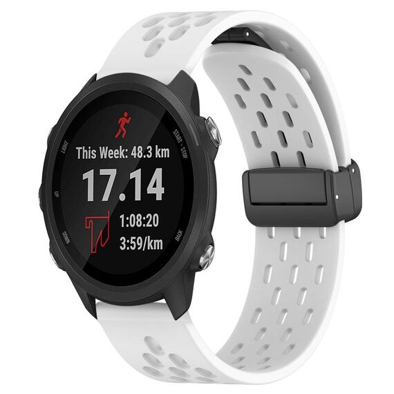 Per cinturino in silicone con chiusura magnetica pieghevole Garmin Forerunner 245 da 20 mm (bianco)