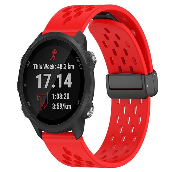 Per cinturino in silicone con chiusura magnetica pieghevole Garmin Forerunner 245 da 20 mm (rosso)