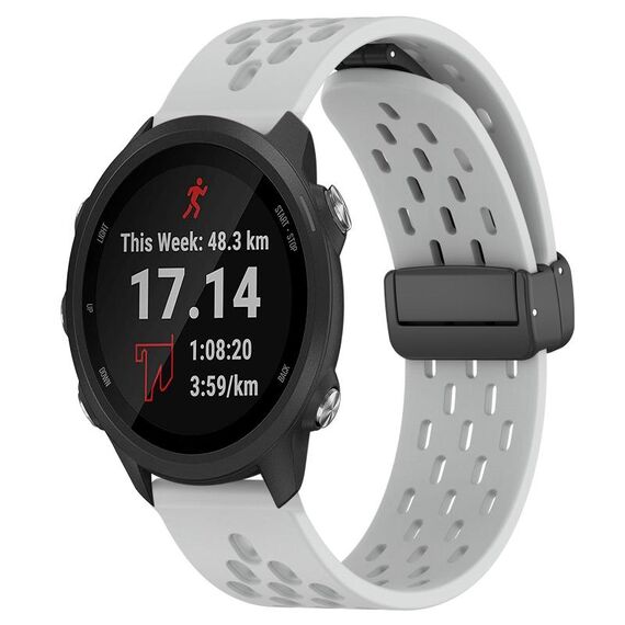 Per cinturino in silicone con chiusura magnetica pieghevole Garmin Forerunner 245 da 20 mm (grigio chiaro)