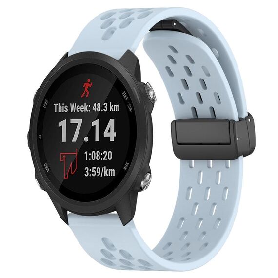Per cinturino in silicone con chiusura magnetica pieghevole Garmin Forerunner 245 da 20 mm (azzurro)