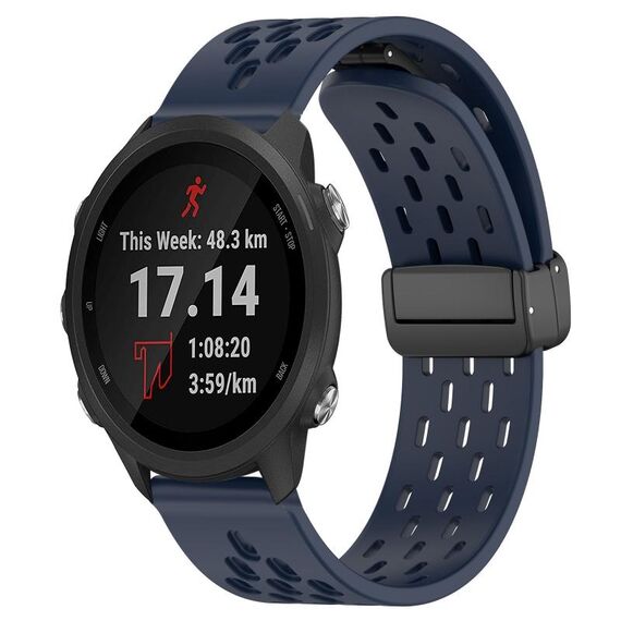 Per cinturino in silicone con chiusura magnetica pieghevole Garmin Forerunner 245 da 20 mm (blu notte)