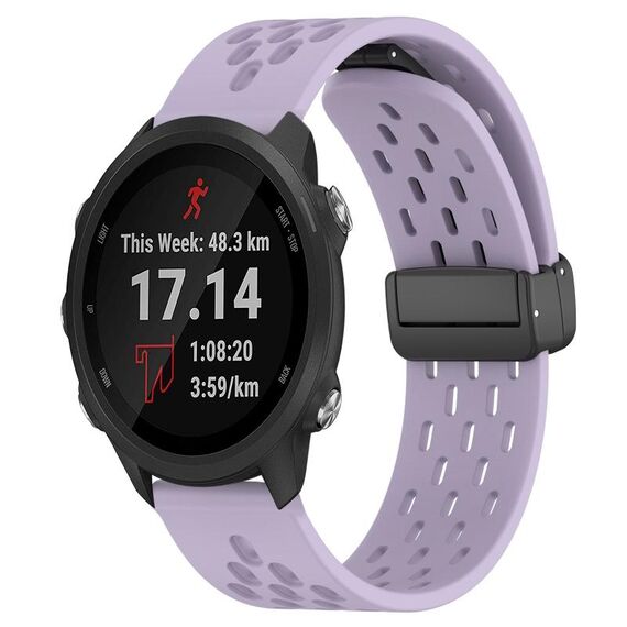 Per cinturino in silicone con chiusura magnetica pieghevole Garmin Forerunner 245 da 20 mm (viola)
