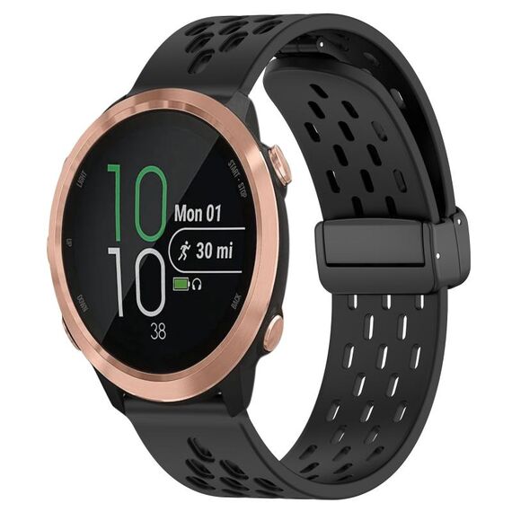 Cinturino per orologio in silicone con chiusura magnetica pieghevole da 20 mm per Garmin Forerunner 645 Music (nero)