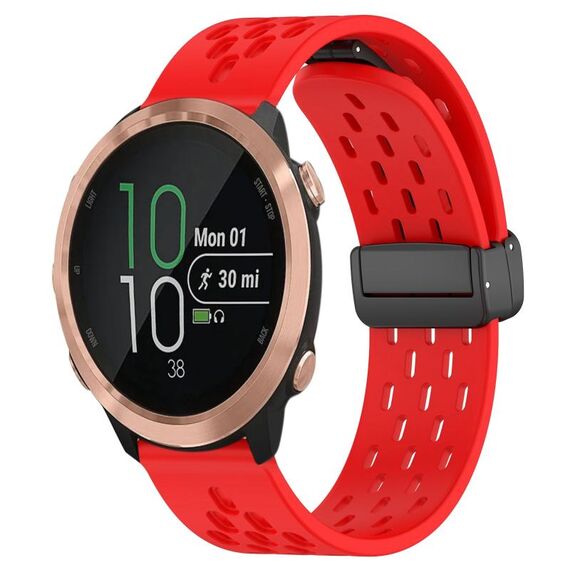 Cinturino per orologio in silicone con chiusura magnetica pieghevole da 20 mm per Garmin Forerunner 645 Music (rosso)