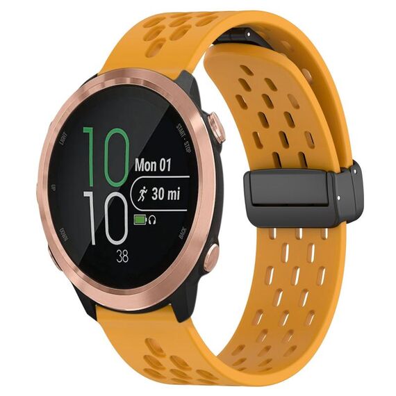 Per cinturino in silicone con chiusura magnetica pieghevole Garmin Forerunner 645 Music da 20 mm (giallo)