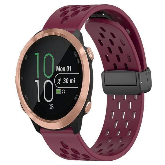 Per cinturino in silicone con chiusura magnetica pieghevole Garmin Forerunner 645 Music da 20 mm (vino rosso)