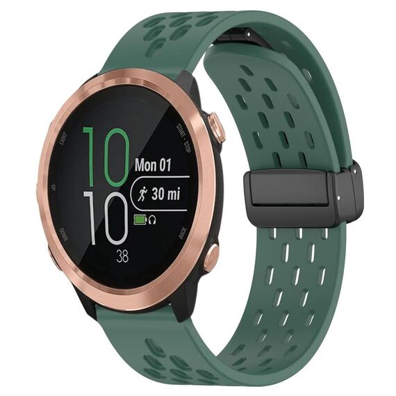 Cinturino per orologio in silicone con chiusura magnetica pieghevole da 20 mm per Garmin Forerunner 645 Music (verde scuro)