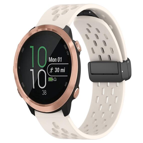 Per cinturino in silicone con chiusura magnetica pieghevole Garmin Forerunner 645 Music da 20 mm (colore Starlight)