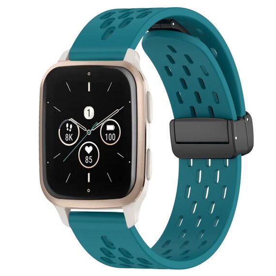 Per cinturino in silicone con chiusura magnetica pieghevole Garmin Forerunner Sq2 da 20 mm (verde nascosto)