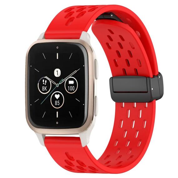 Per cinturino in silicone con chiusura magnetica pieghevole Garmin Forerunner Sq2 da 20 mm (rosso)