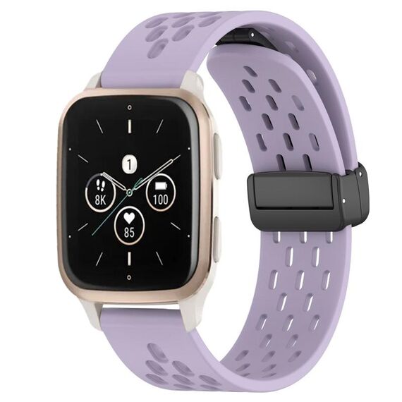 Per cinturino in silicone con chiusura magnetica pieghevole Garmin Forerunner Sq2 da 20 mm (viola)