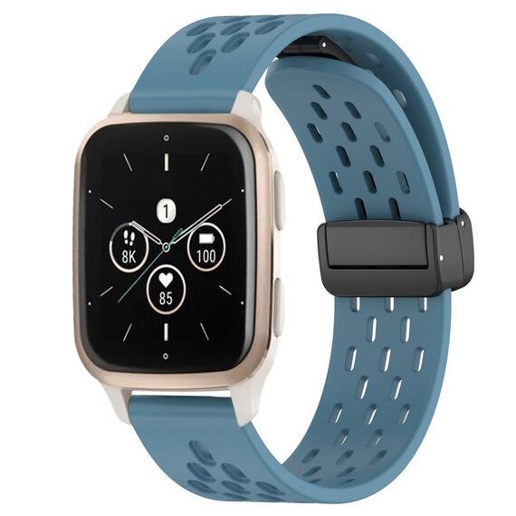 Per cinturino per orologio in silicone con chiusura magnetica pieghevole Garmin Forerunner Sq2 Music da 20 mm (blu)