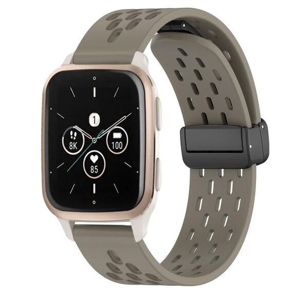 Per cinturino per orologio in silicone con chiusura magnetica pieghevole Garmin Forerunner Sq2 Music da 20 mm (cenere spaziale)