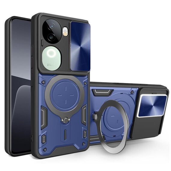 Custodia per telefono con supporto magnetico scorrevole Camshield per vivo iQOO Z9s 5G CD Texture (blu)