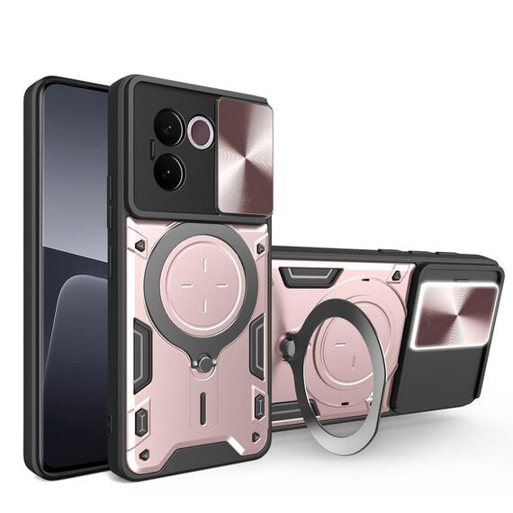 Custodia per telefono con supporto magnetico scorrevole Camshield per vivo V30e 5G Global CD Texture (rosa)