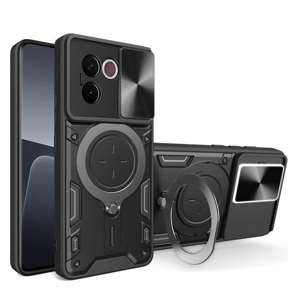 Custodia per telefono con supporto magnetico scorrevole Camshield per vivo V30e 5G Global CD Texture (nero)