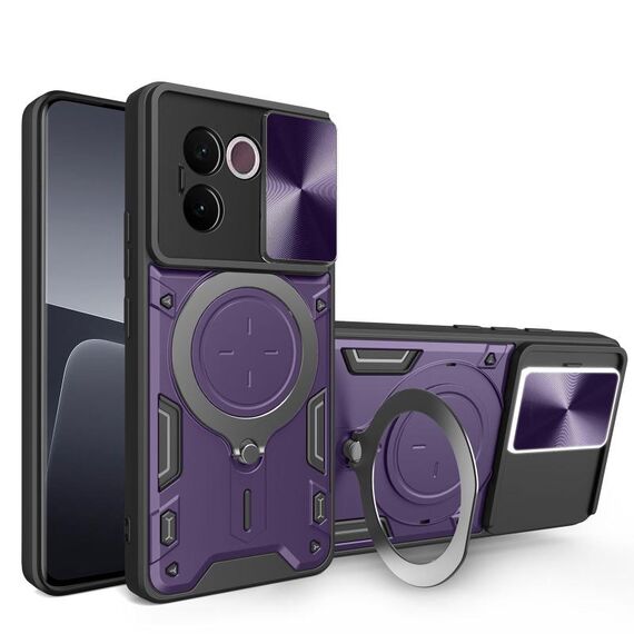 Custodia per telefono con supporto magnetico scorrevole Camshield per vivo V30e 5G Global CD Texture (viola)