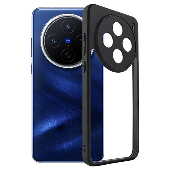 Custodia per telefono in TPU satinato + PC trasparente per vivo X200 (nero)