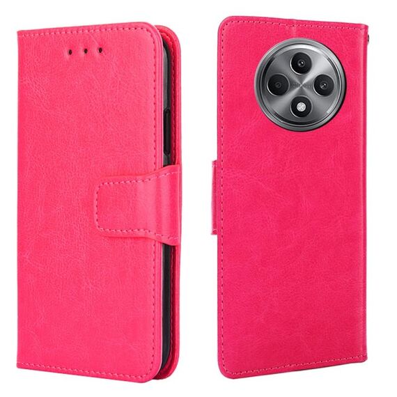 Per OPPO Reno12 F 5G Custodia in pelle con texture di cristallo (rosso rosa)