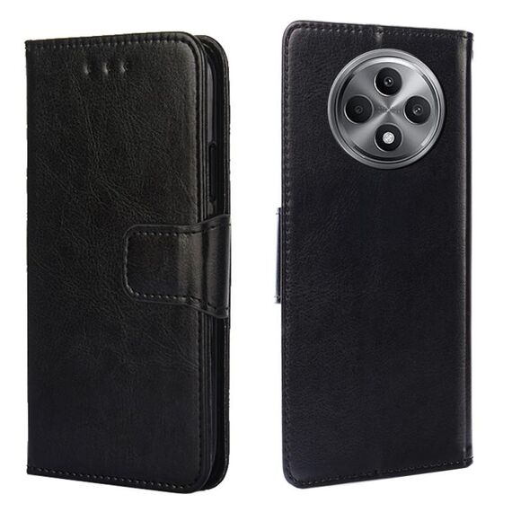 Per OPPO Reno12 F 5G Custodia in pelle con texture di cristallo (nero)