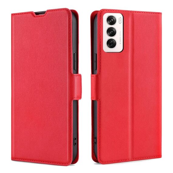 Per OPPO Reno12 5G Global Ultra-sottile Tensione Fibbia Laterale Orizzontale Custodia in Pelle per Telefono (Rosso)