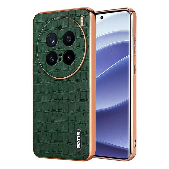 Per vivo X200 Pro AZNS Custodia per telefono con copertura completa in coccodrillo con cornice elettrolitica (verde)